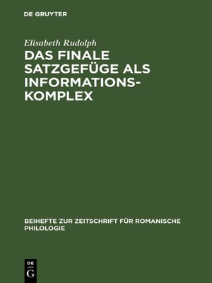 cover image of Das finale Satzgefüge als Informationskomplex